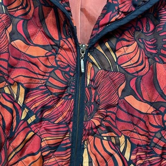RQT Woman Orange Black Floral Quilted Design Full Zip Coat Size 2X - Picture 4 of 8